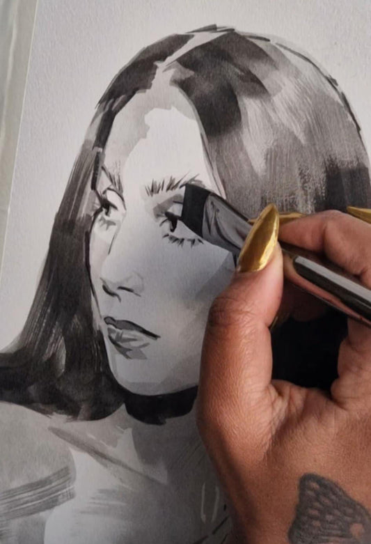 B/W Original Ink Portrait Commission