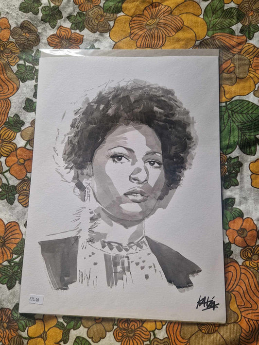 Pam Grier Original Ink Painting (A3)