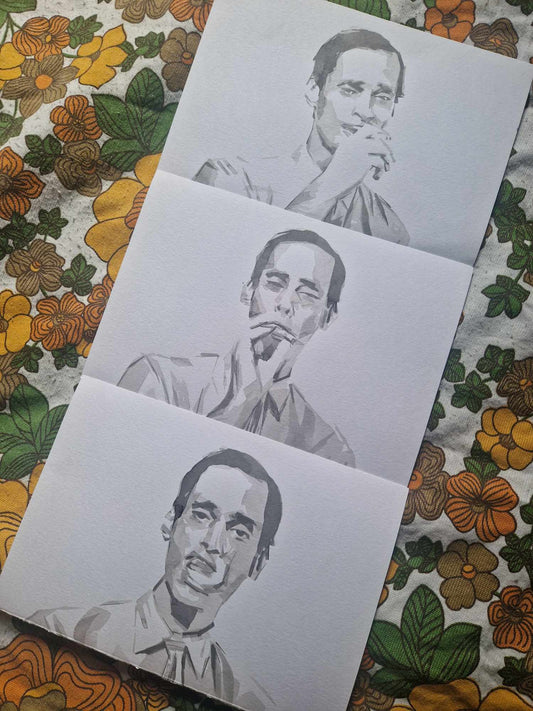 John Waters Triptych Original Ink Paintings x 3 (A4)