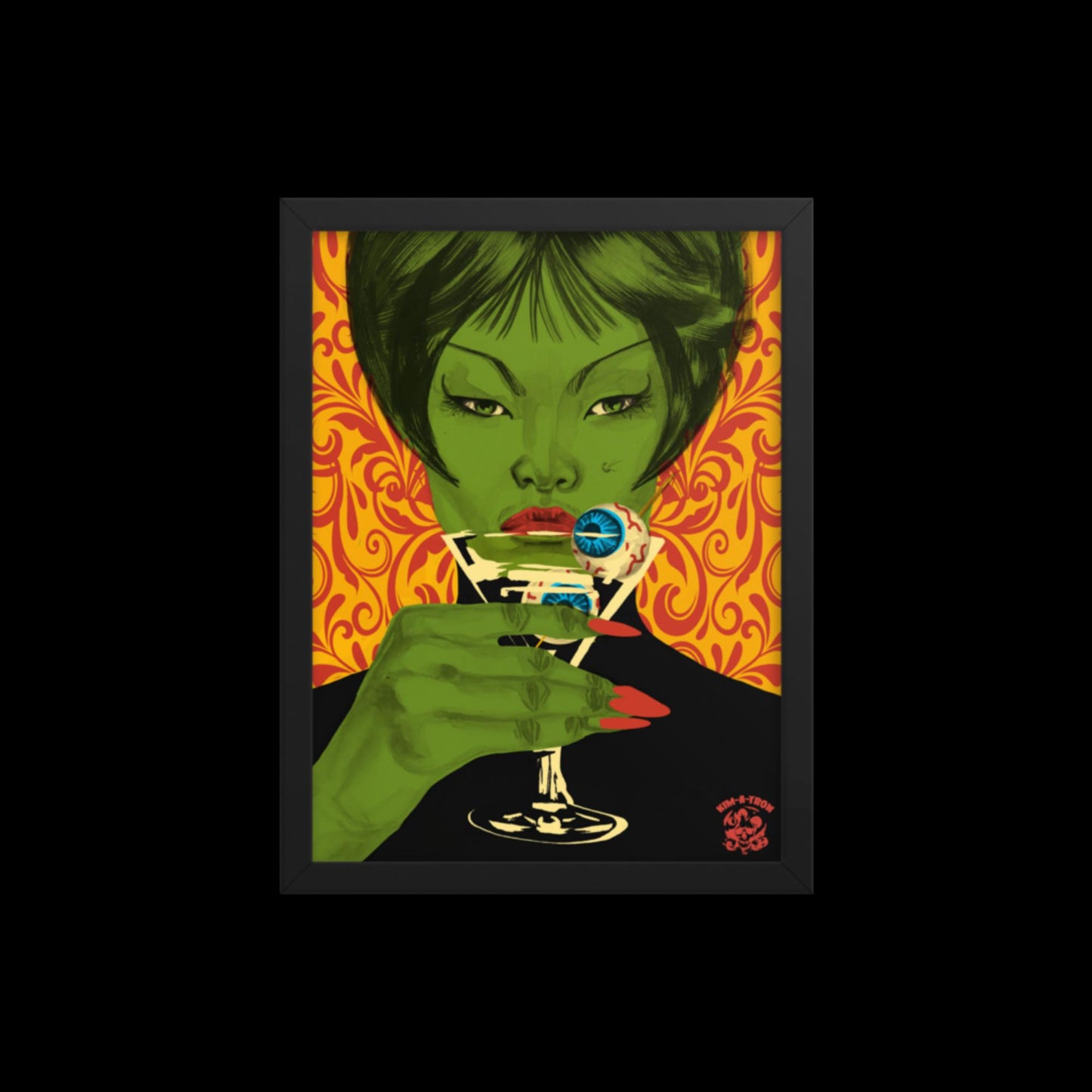 Green Witch Eyeball Martini Framed Print