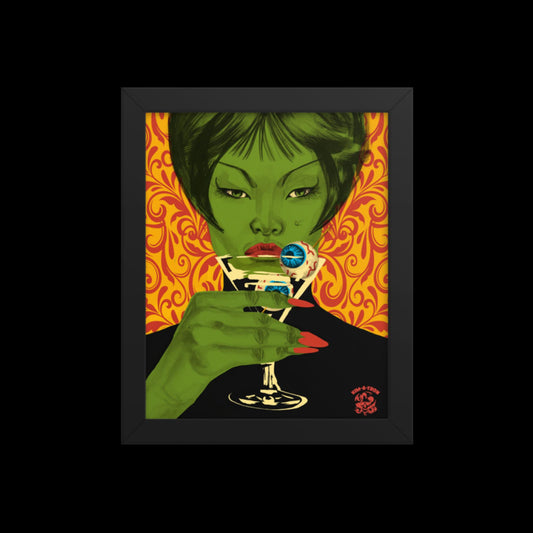 Green Witch Eyeball Martini Framed Print