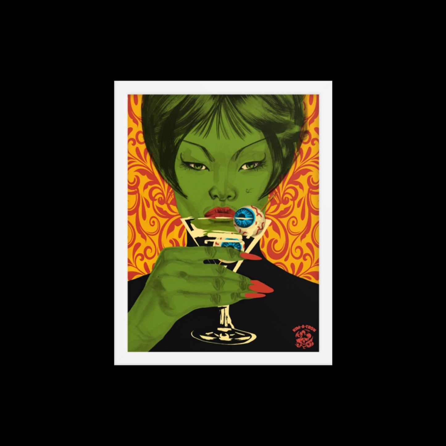 Green Witch Eyeball Martini Framed Print