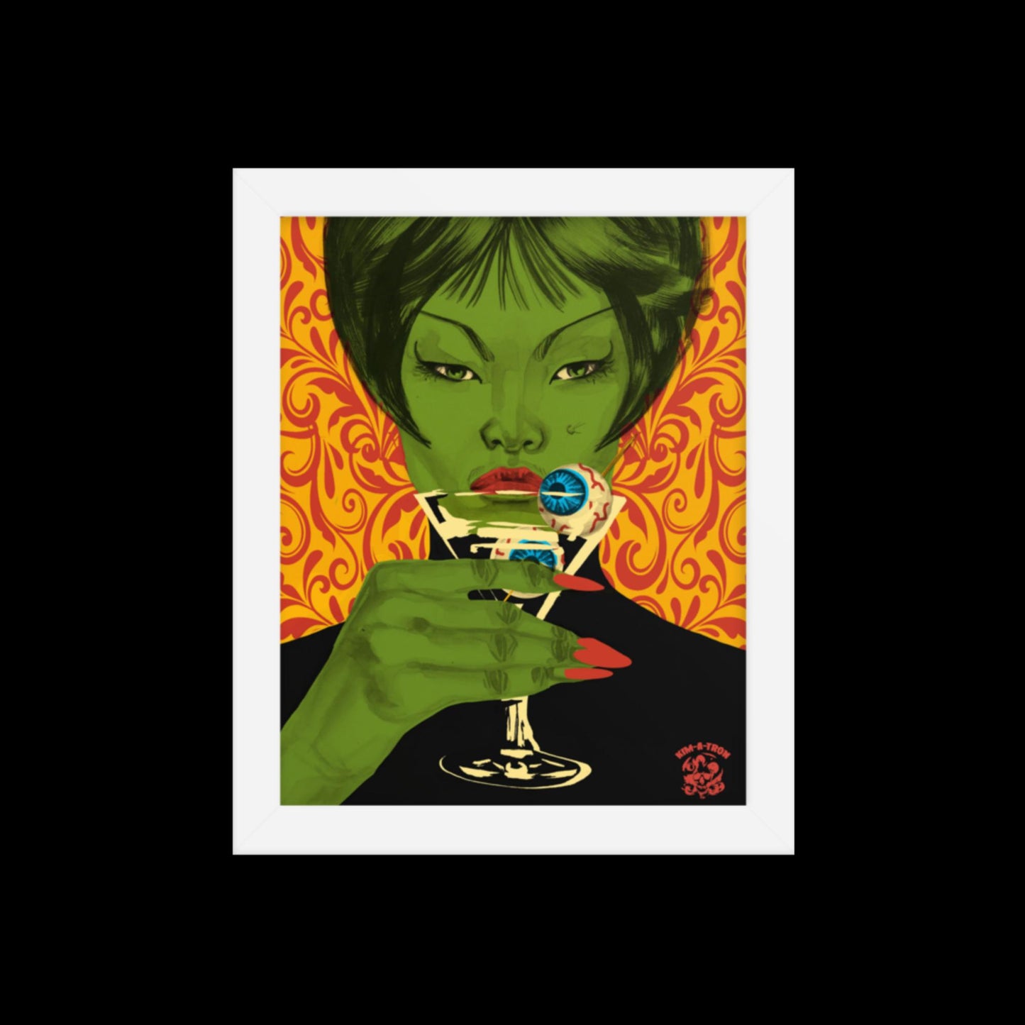 Green Witch Eyeball Martini Framed Print