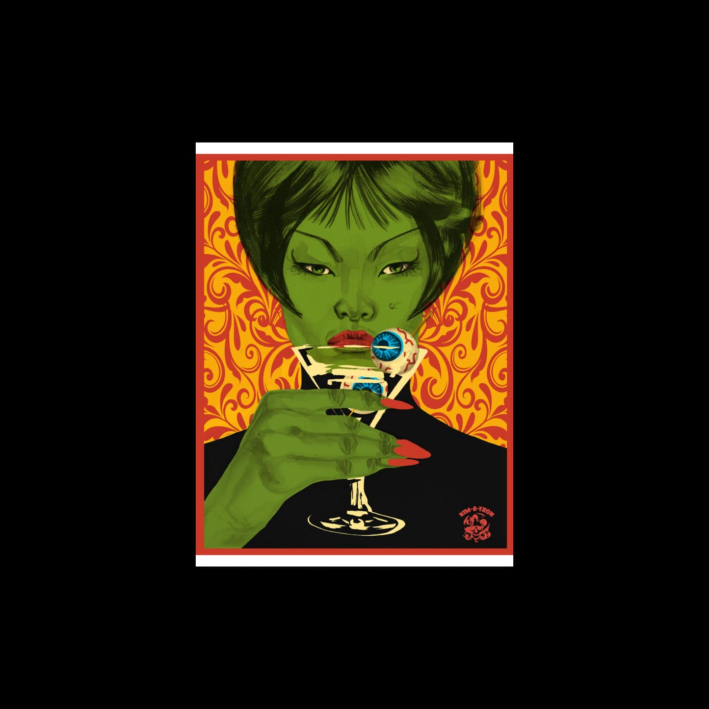 Green Witch Eyeball Martini Print