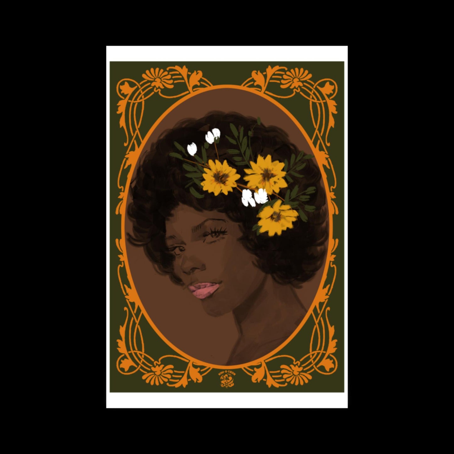 Sunny Retro Flower Girl Print