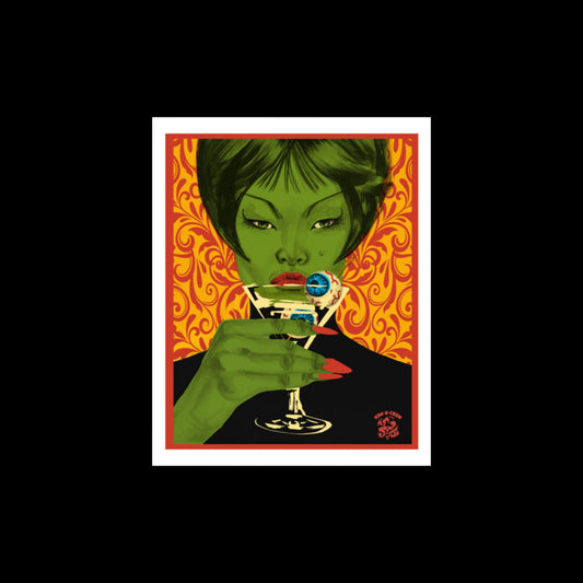 Green Witch Eyeball Martini Print